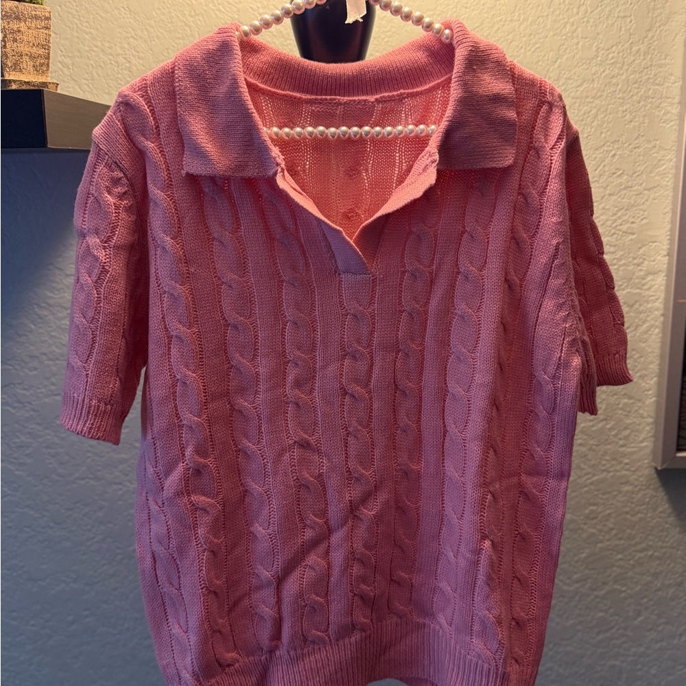 Pink Cable Knit Sweater